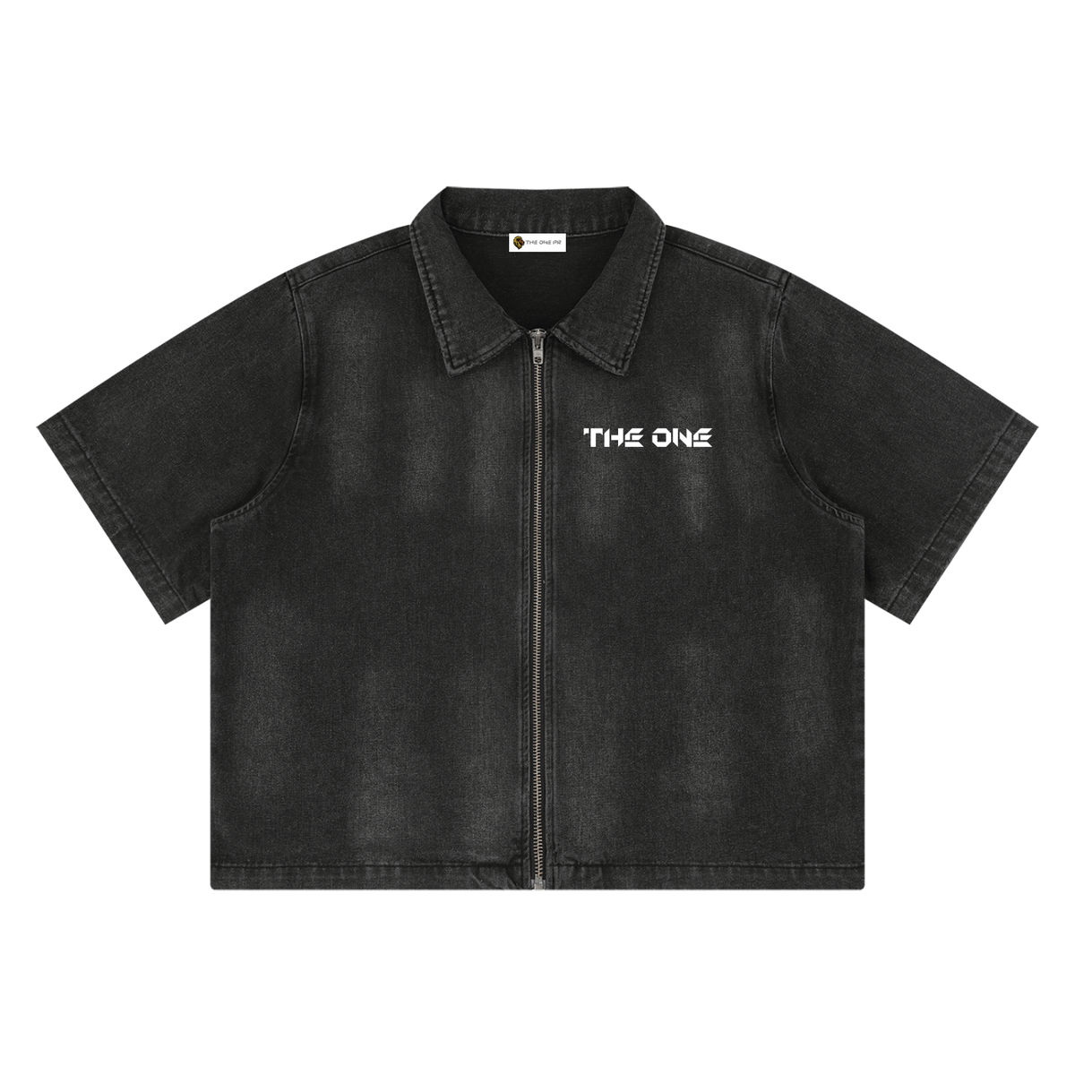 Vintage Wash Full-Zip Denim Shirt