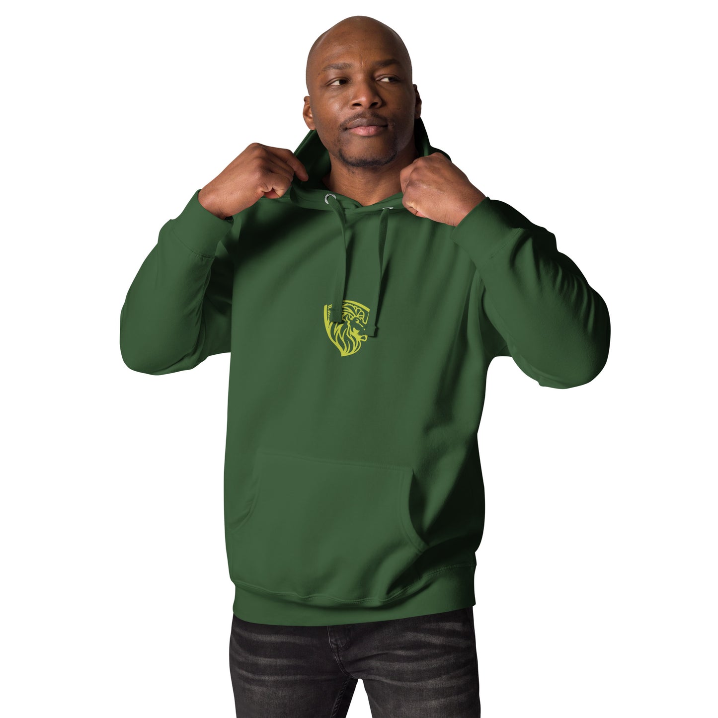 Men's Green Hoodie with Lion Logo - Stylish Urban Fashion