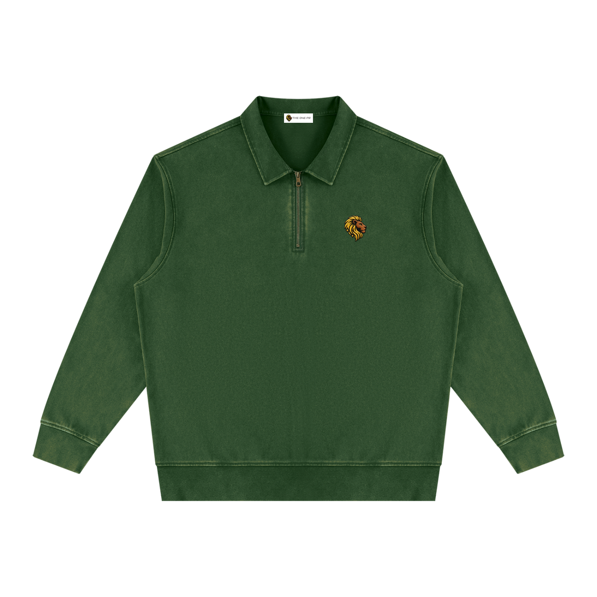 The One Sudadera Lavado Vintage con Cremallera de Cuarto