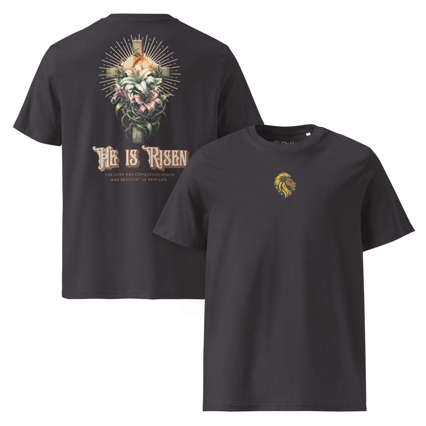 He is Risen T-Shirt | Christian Easter Tee | Cross & Lion Design | The One PR