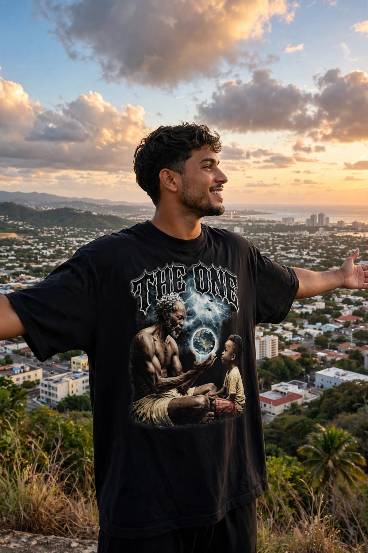 Modelo usando The World is Your Oversized Drop Shoulder T-Shirt