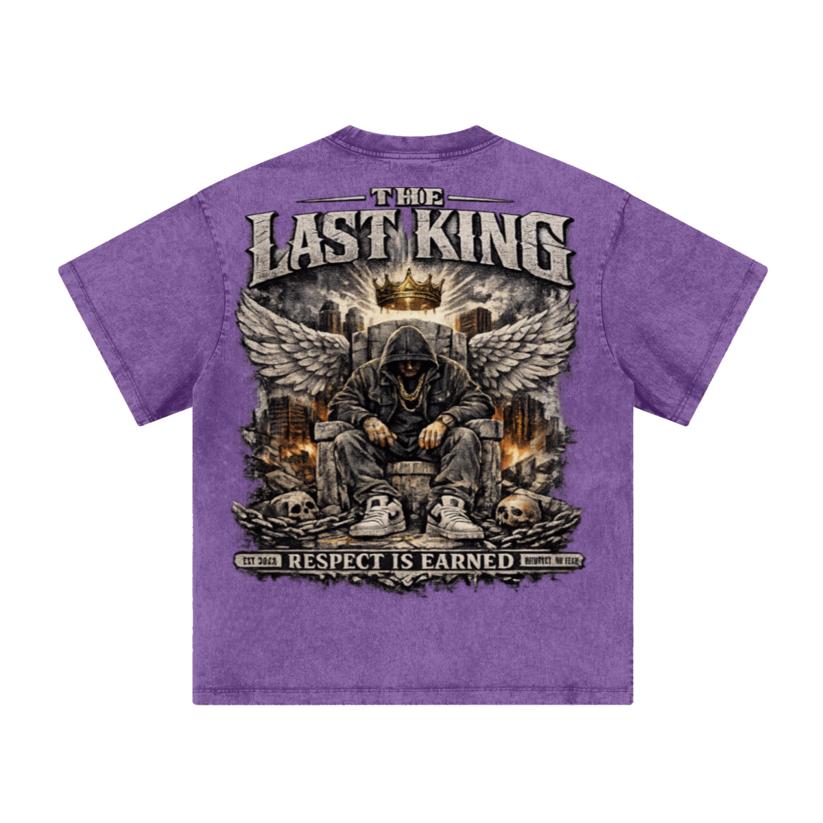 260GSM Men's Heavyweight Batik-Dyed Oversized T-Shirt Purple
