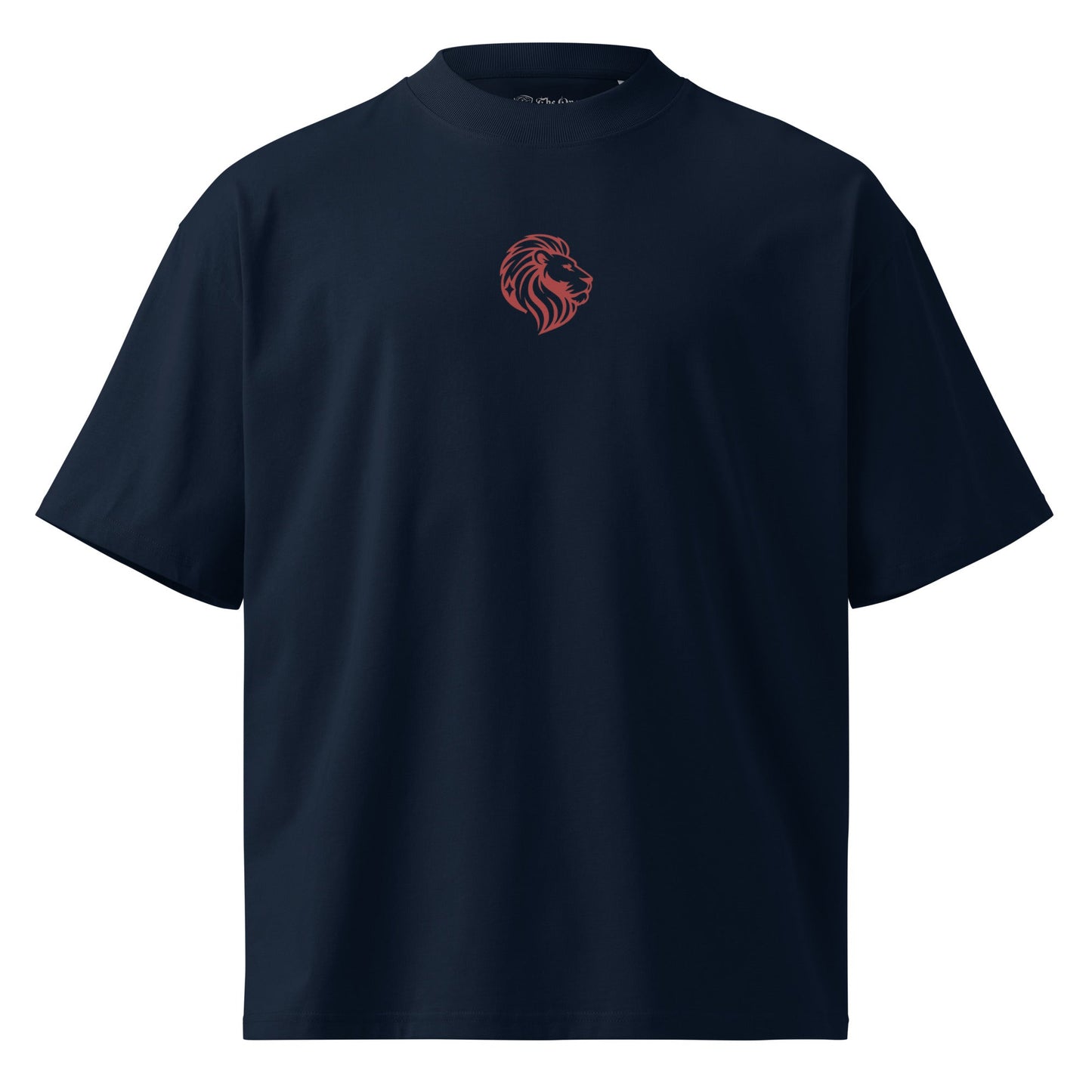 Oversized Navy T-Shirt: Organic Cotton, Lion Embroidery - The One PR