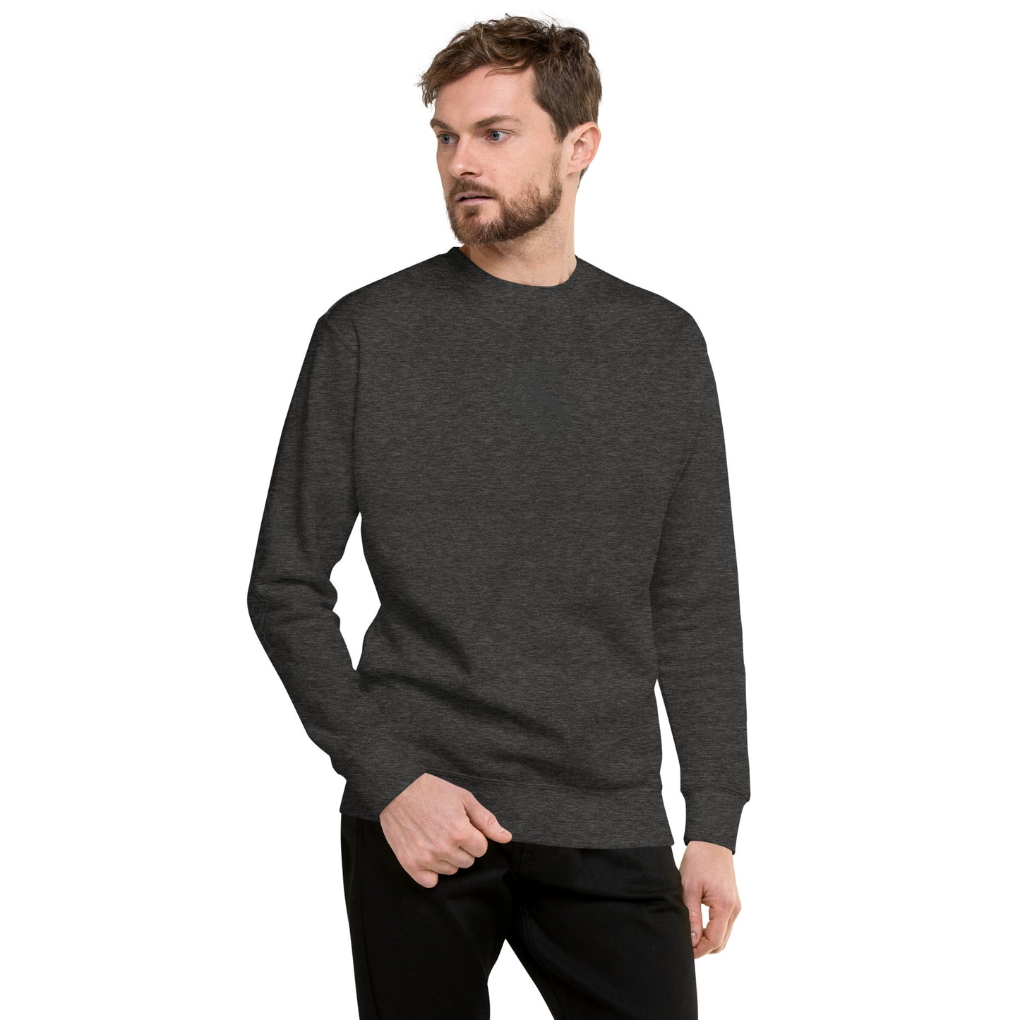 Unisex Premium Fleece Sweatshirt - Classic Crewneck Streetwear in Charcoal Heather. Soft & Comfortable. Shop Now!