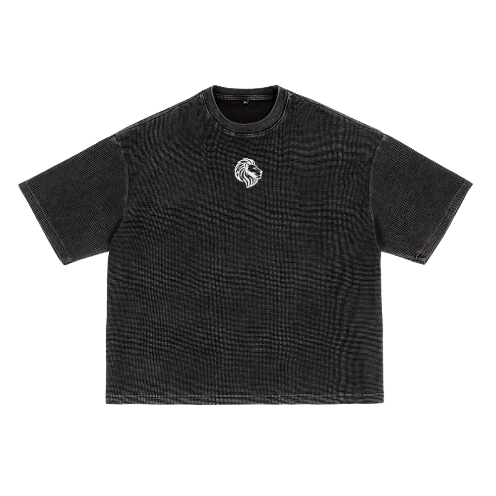 Leader Heavyweight Waffle-Texture Washed Cropped Boxy T-Shirt - The One PR