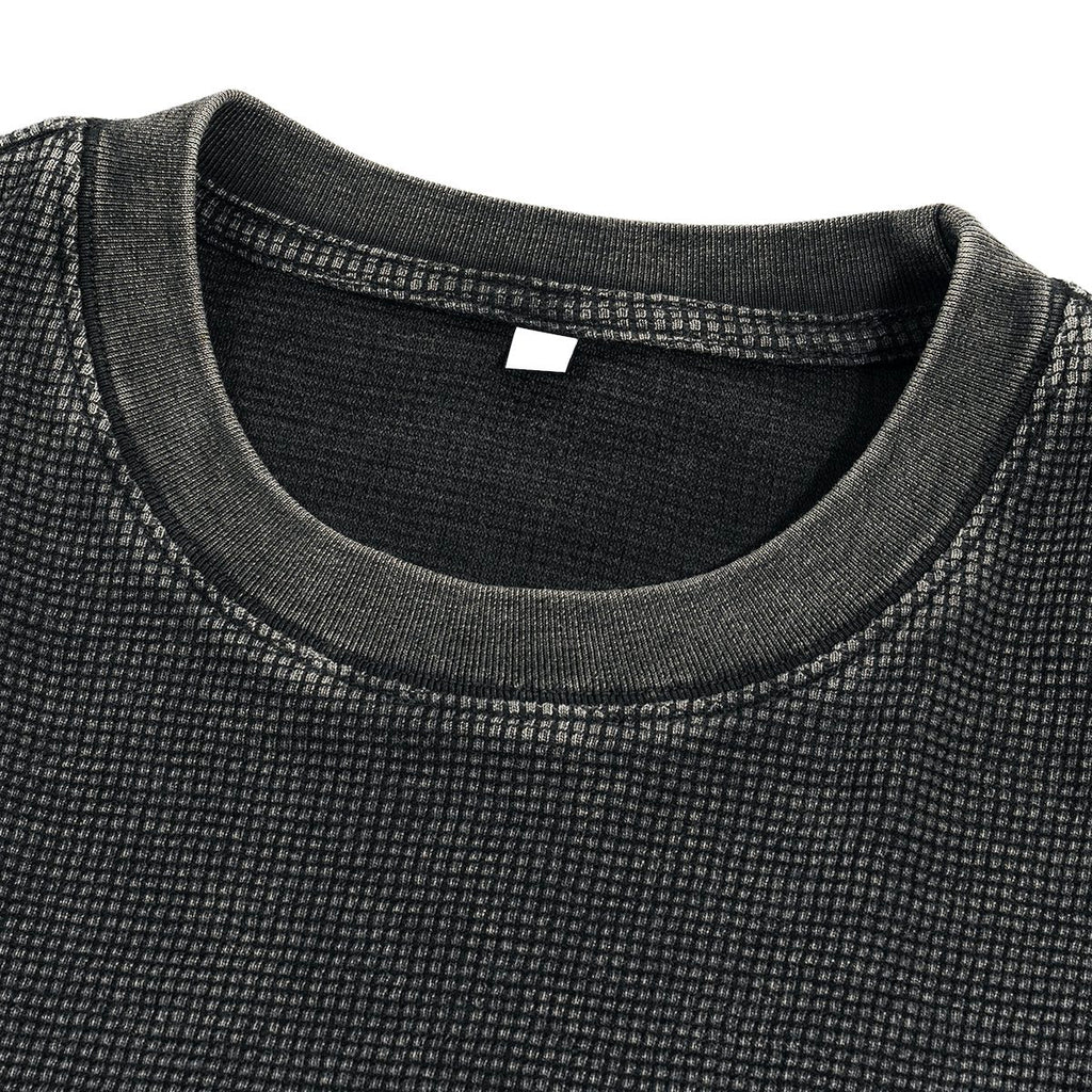 Leader Heavyweight Waffle-Texture Washed Cropped Boxy T-Shirt - The One PR