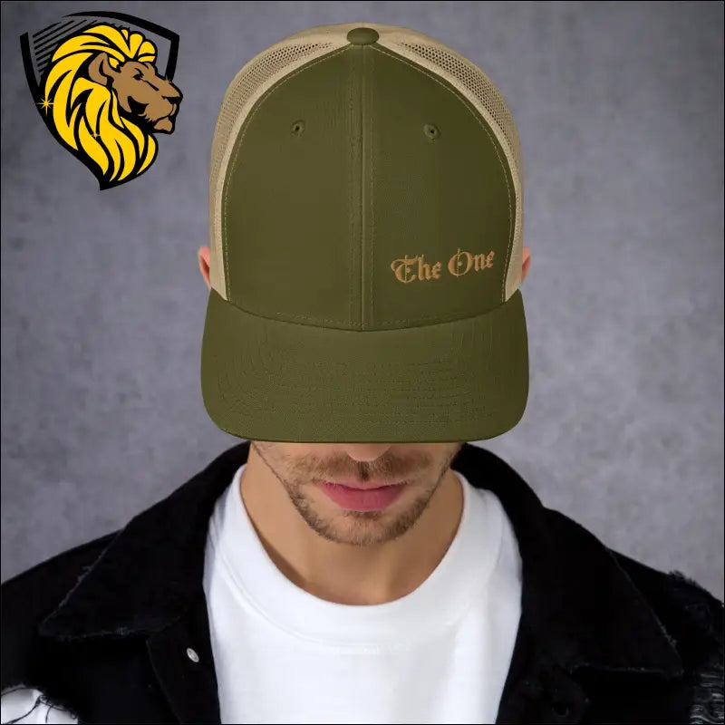 Black Baseball Cap with Gold The One Embroidery for a Bold Look