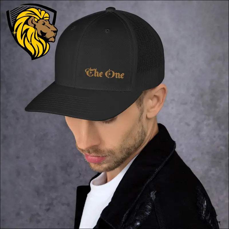 Black Baseball Cap with Gold The One Embroidery for a Bold Look and stylish appeal