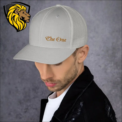 Black Baseball Cap with Gold The One Embroidery for a Bold Look - Silver