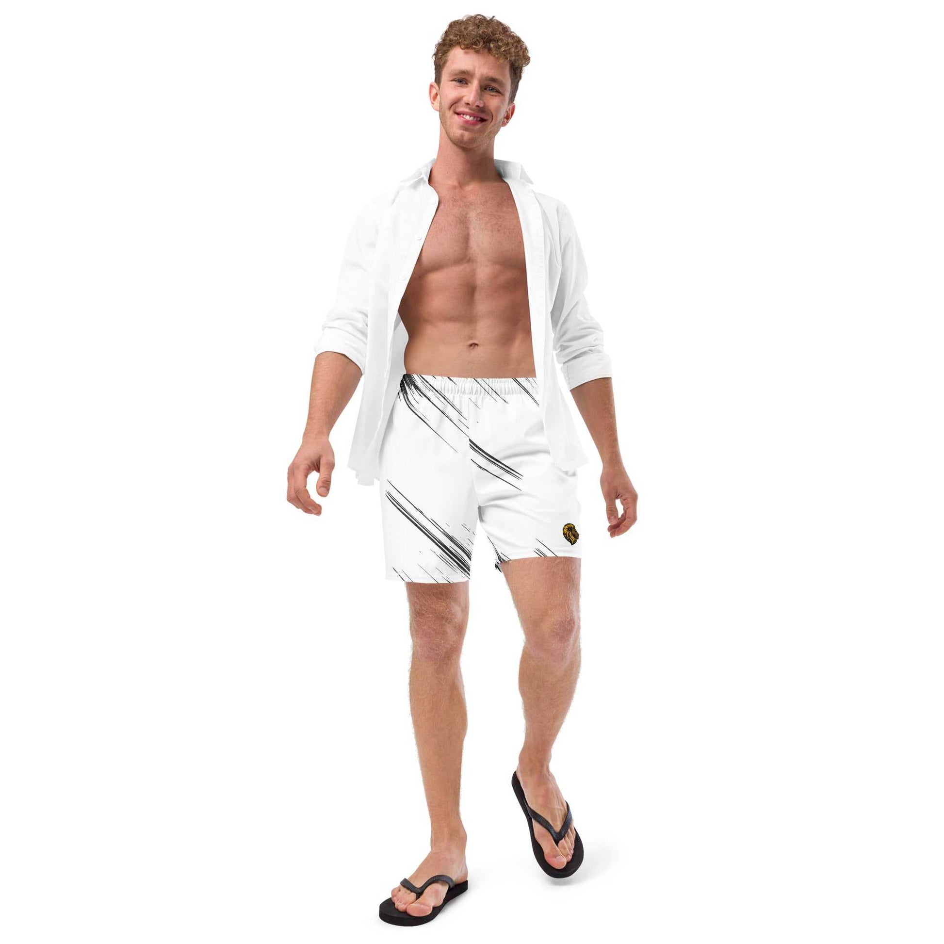 Men's Black & White Swim Trunks | The One PR | UPF 50+ Recycled Polyester