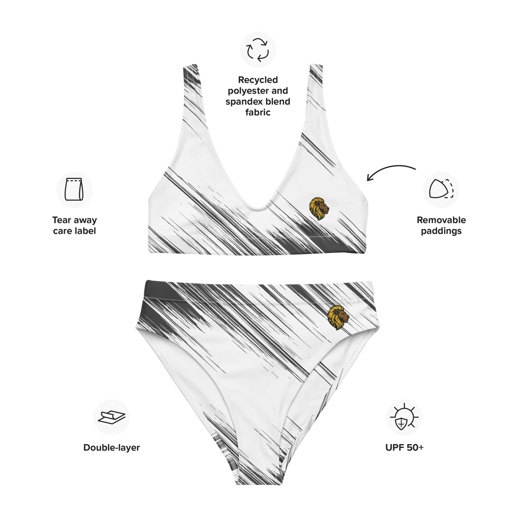 Black & White High Waisted Bikini | Recycled Fabric, UPF 50+, Women's Swimwear | The One PR