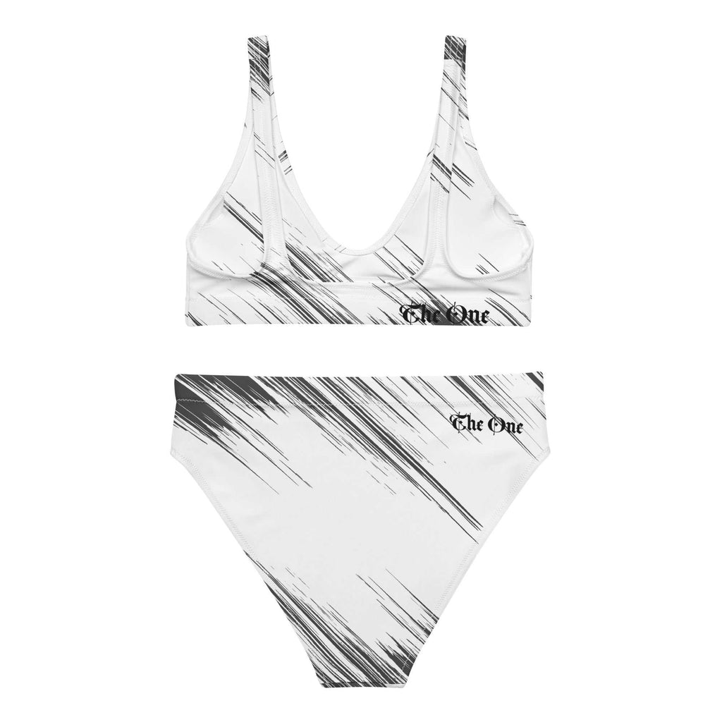 Black & White Brush Stroke High Waisted Bikini - Two Piece Swimsuit - The One PR