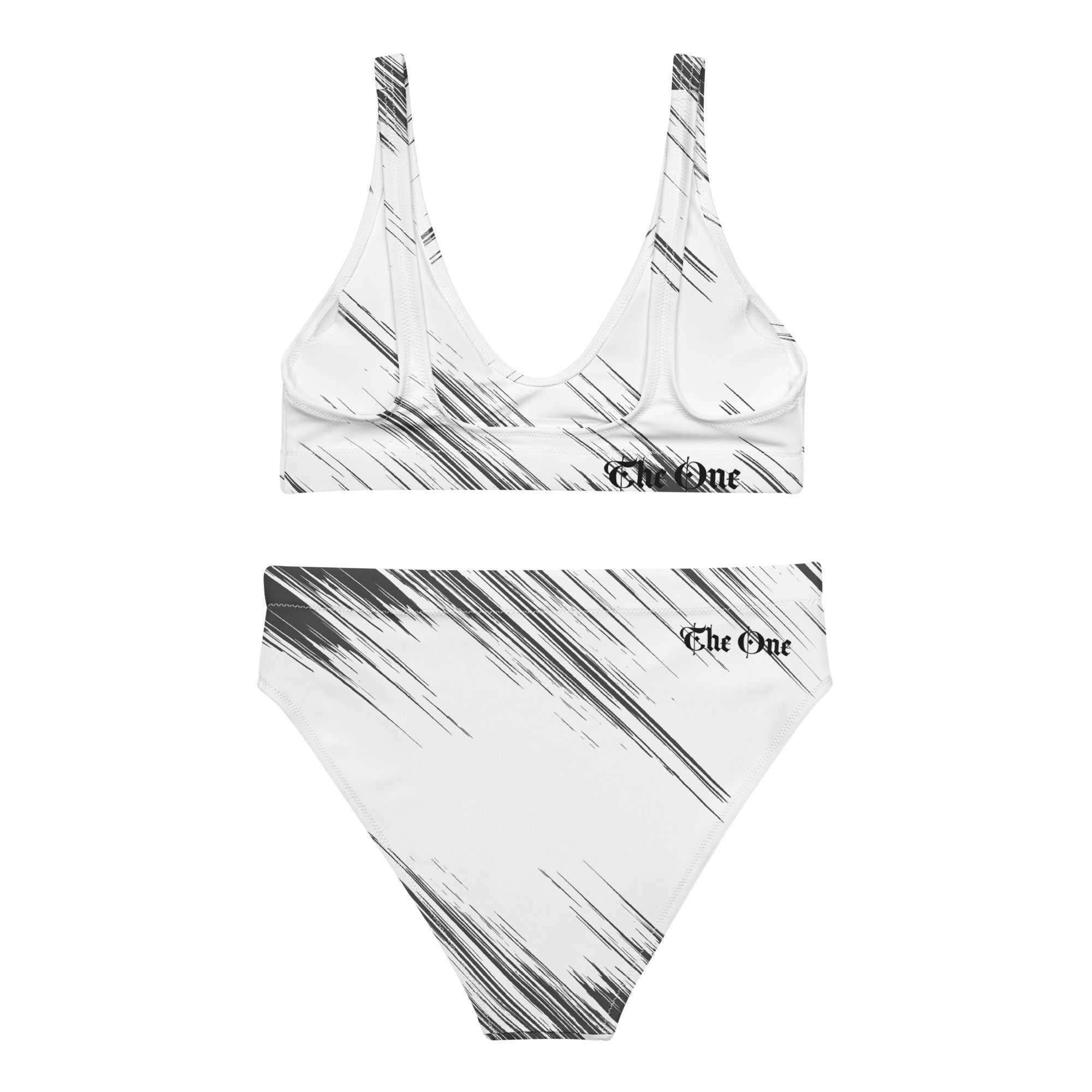 Black & White Brush Stroke High Waisted Bikini - Two Piece Swimsuit - The One PR