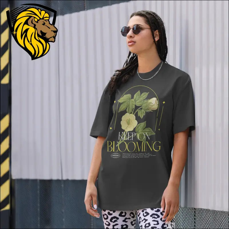 Keep Blooming Oversized t-shirt - Faded Black / S