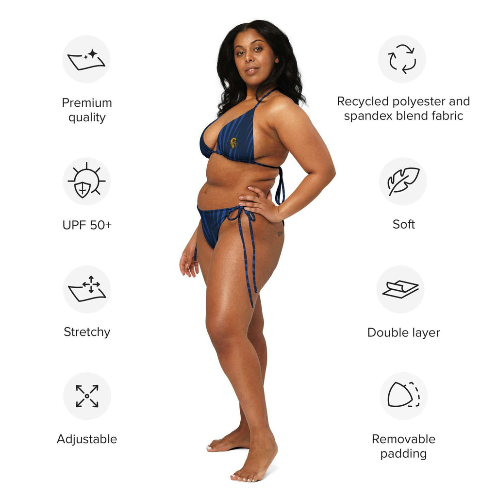 Plus Size Blue Leaf String Bikini: Soft, Stretchy, Adjustable UPF 50+ The One PR