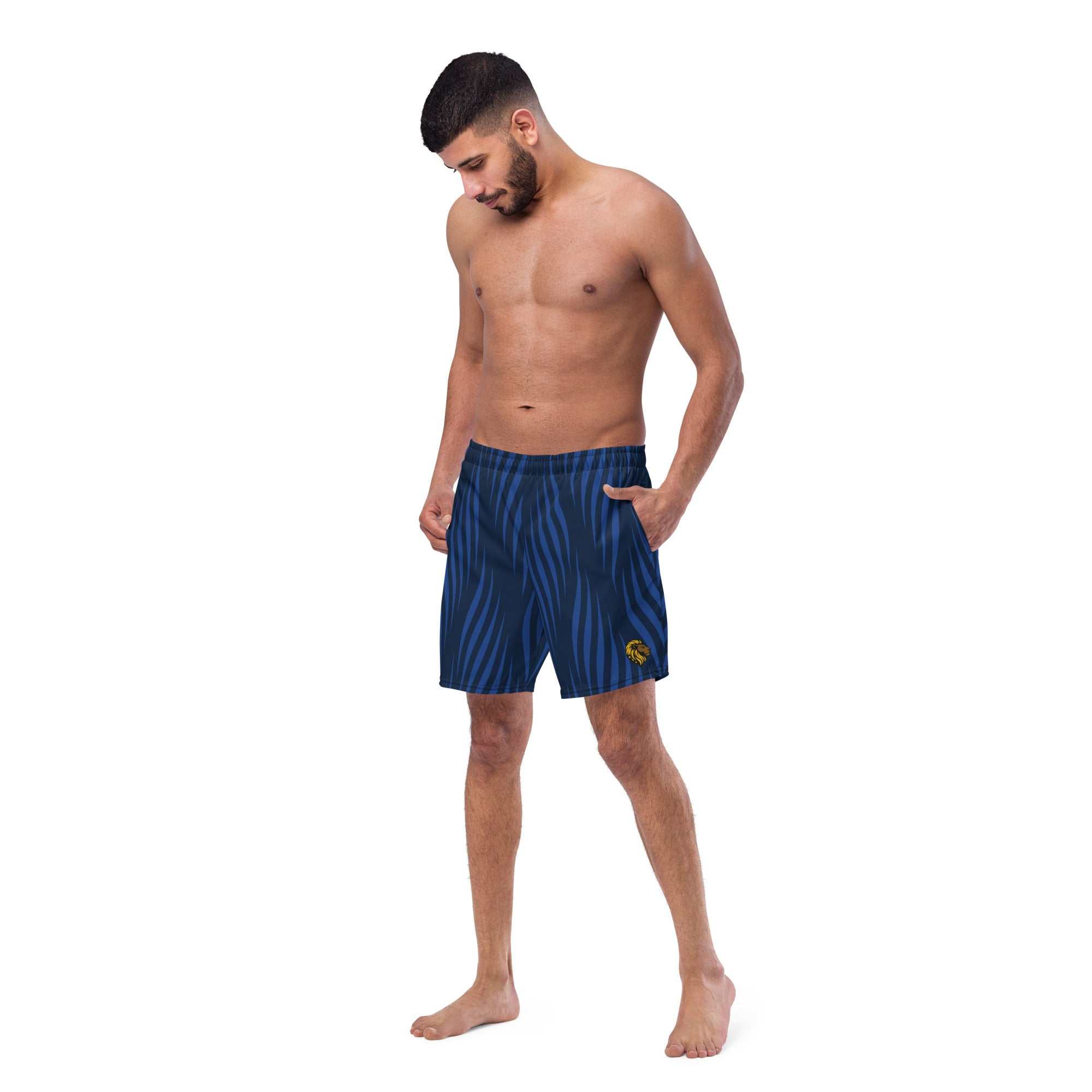 Men's Blue Leaf Swim Trunks - Water-Repellent Beach Shorts | The One PR