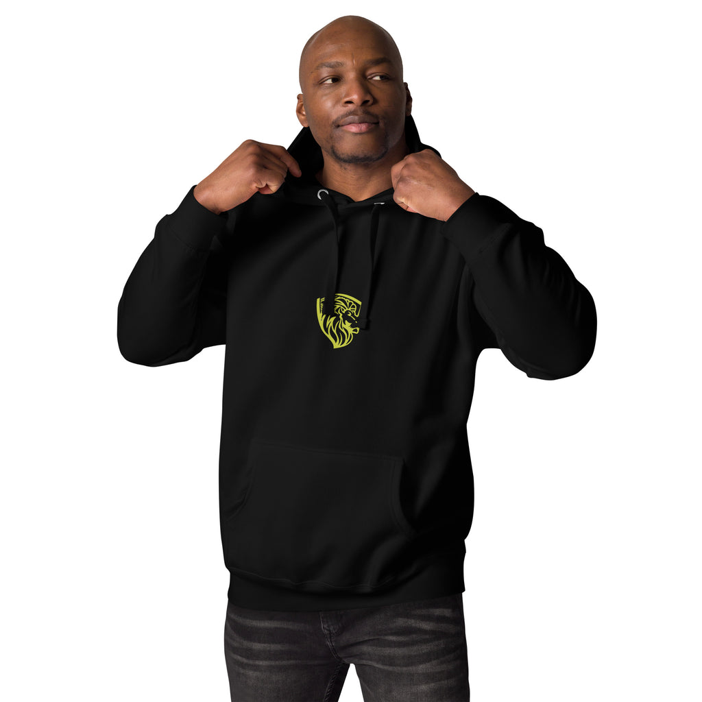 Man in Black Hoodie with Lion Logo - The One PR 'Great Things' Pullover Sweatshirt
