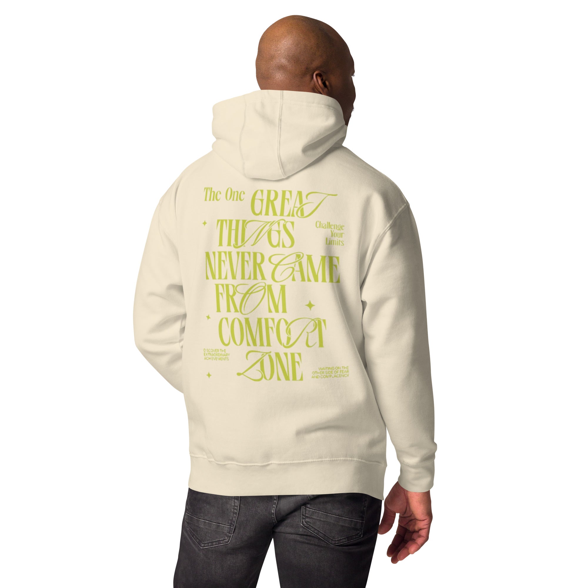 Men's Great Things Hoodie: Motivational Quote, Streetwear Fashion | The One PR