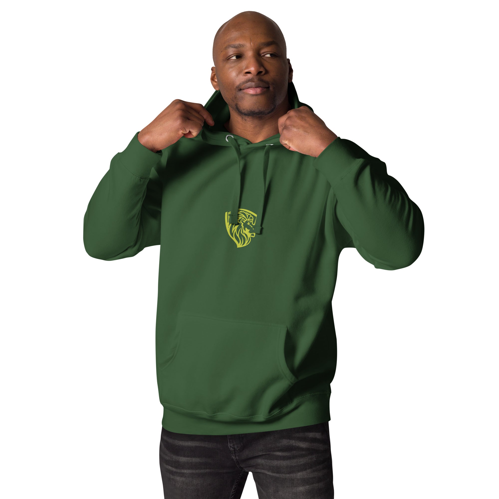 Men's Green Hoodie with Lion Logo - Stylish Urban Fashion