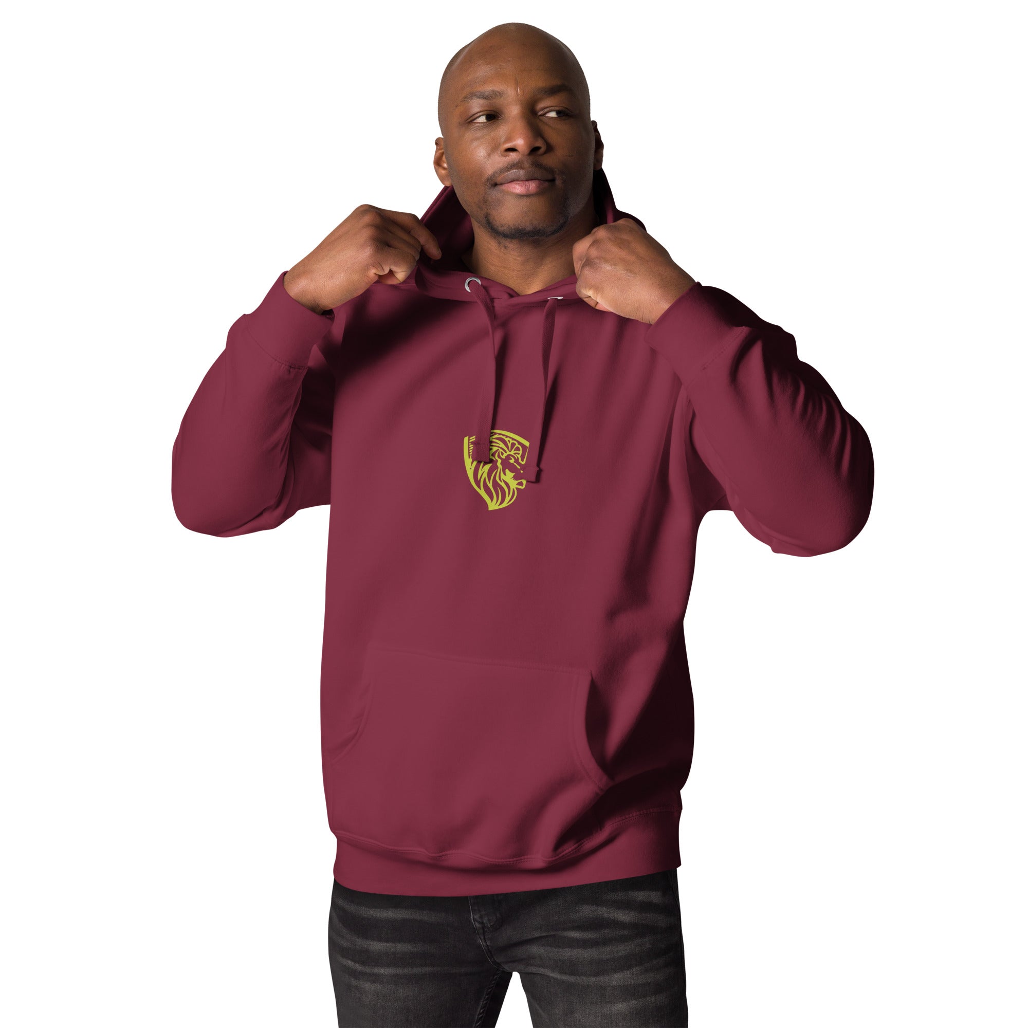 Maroon "GREAT THINGS" Hoodie for Men | Lion Logo | The One PR Apparel | Premium Cotton Blend Casual Sweatshirt