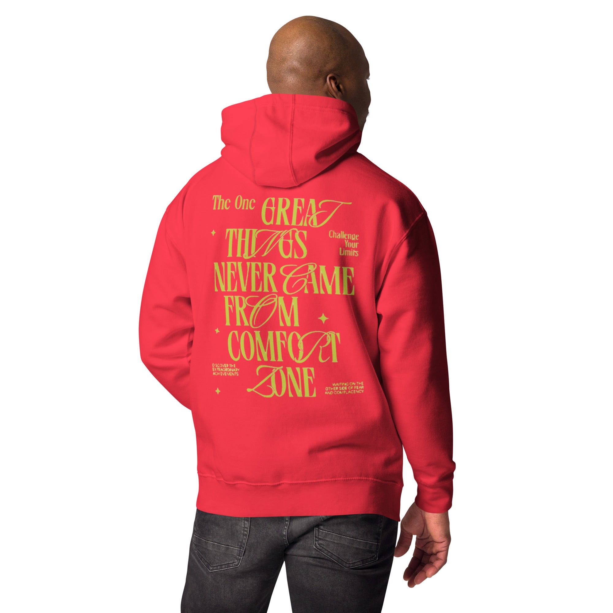 Motivational Hoodie: Men's Red "The One PR" Hoodie with "Great Things Never Came From Comfort Zone" Graphic