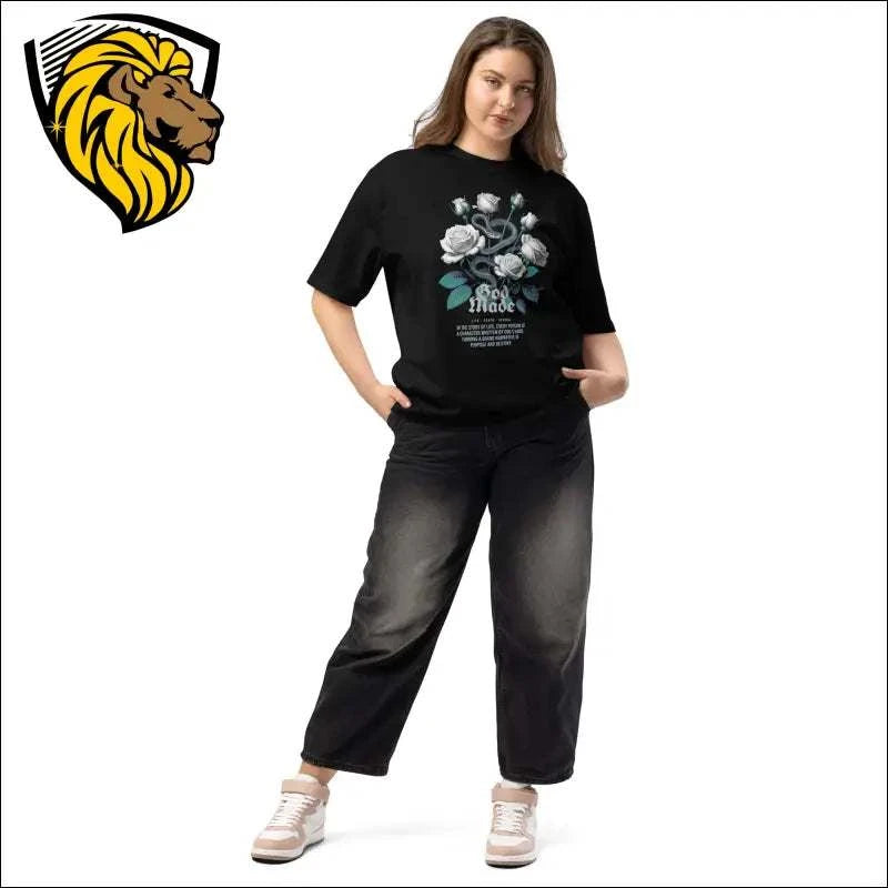 Plus Size Black T-Shirt - Snake Rose Graphic Tee, Oversized Fit | The One PR