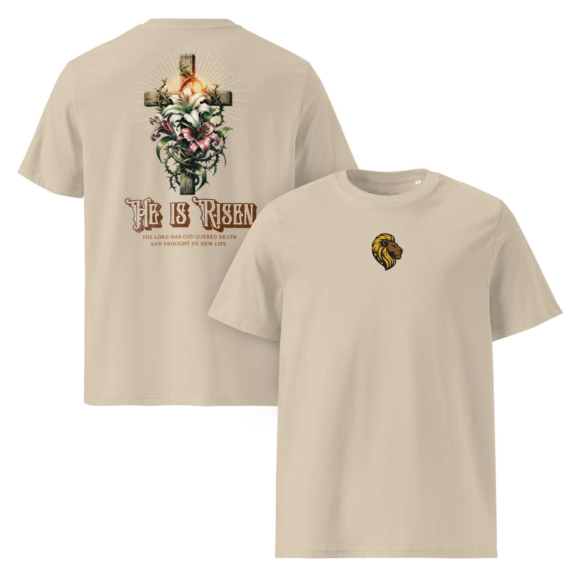 He is Risen T-Shirt | Christian Apparel | Cross & Lion Design | The One PR | Easter Gift