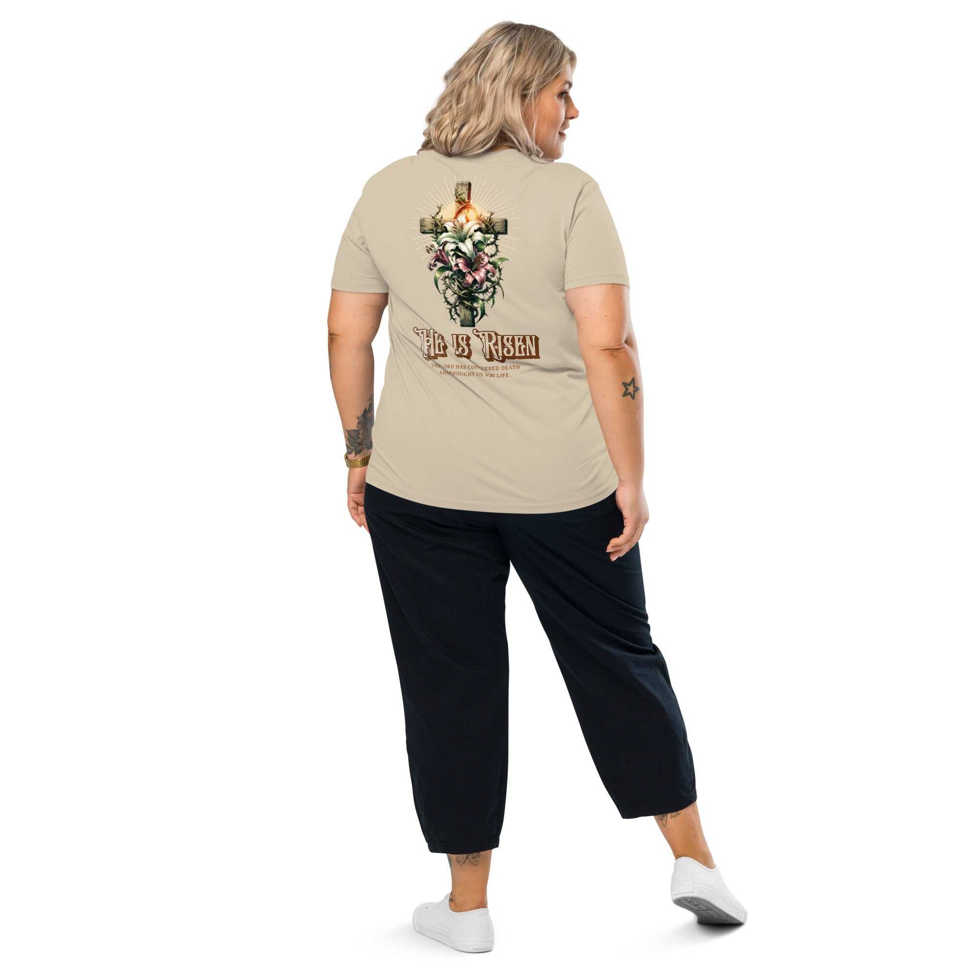 He Is Risen Organic T-Shirt | Easter Religious Apparel | The One PR Christian Tee