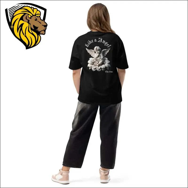Angel Oversized T-shirt: Unisex Plus Size Tee with Graphic Print & Drop Shoulders | The One PR