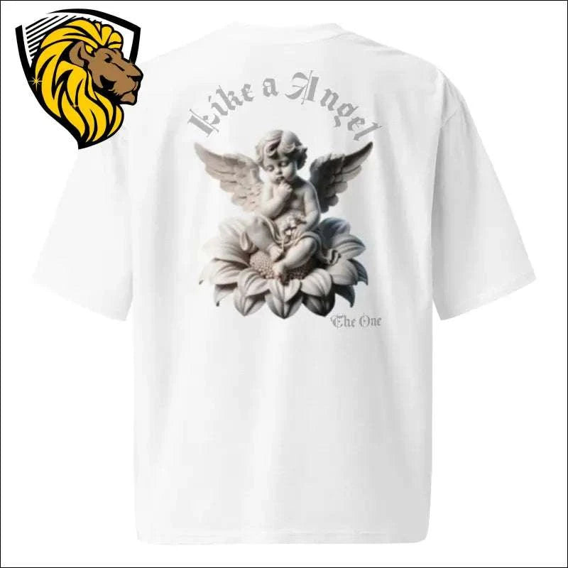 Like an Angel Oversized Shirt - Unisex Streetwear | The One PR - Angel Graphic Tee, Plus Size, Ribbed Collar, Urban Fashion