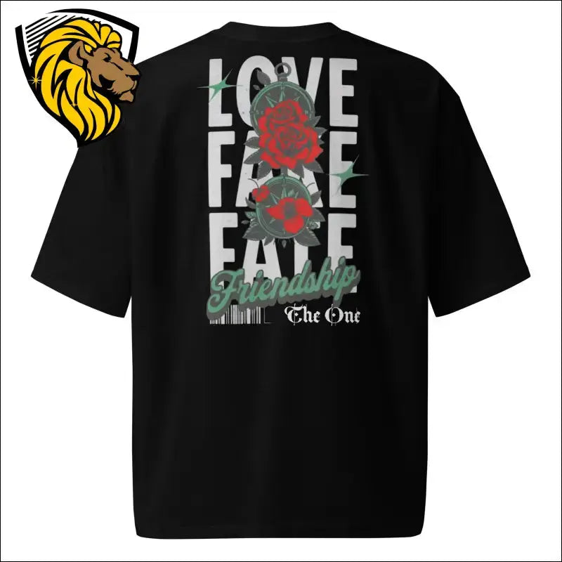 Love Fake Fate• 100% premium carded cotton
• Fabric weight: 6.5 oz./yd.² (220 g/m²)
• High moisture absorbency
• Unisex style 
• Oversized fit with drop shoulders
• Ribbed collarSThe One PR