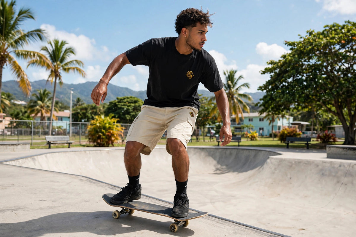 Modelo usando The One Woven Cargo Shorts