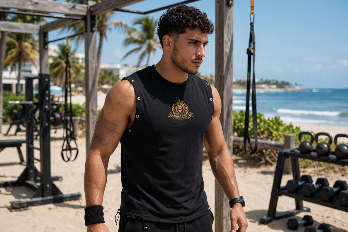 Modelo usando One Vision Eyelet Tank Top