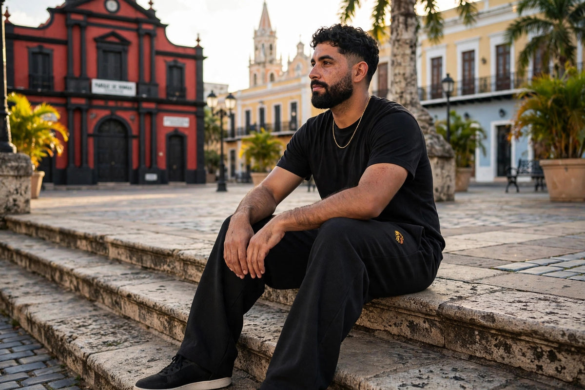 Modelo usando The One Waffle Barrel Leg Pants