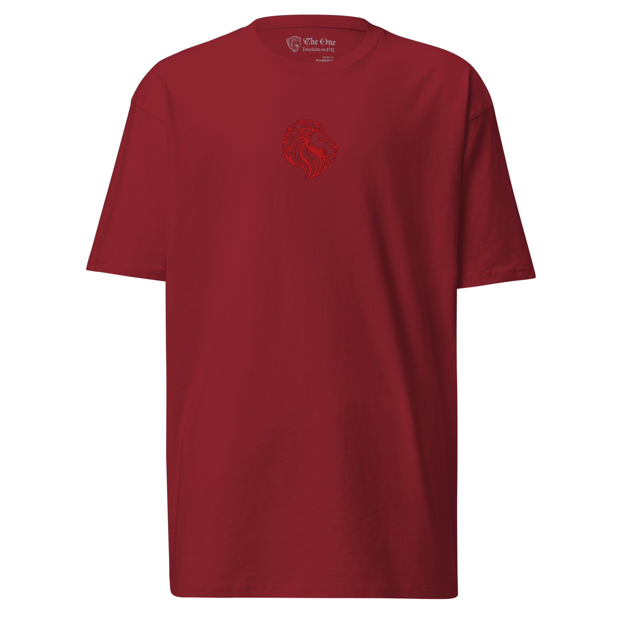 The One PR Premium Heavyweight Maroon T-shirt with Lion Logo | Men's Fashion