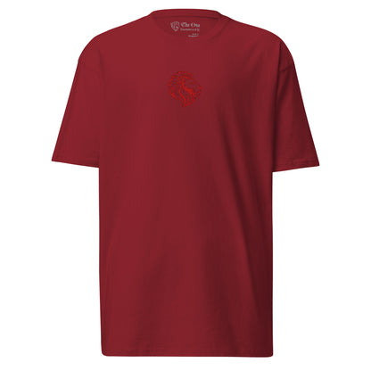 The One PR Premium Heavyweight Maroon T-shirt with Lion Logo | Men's Fashion