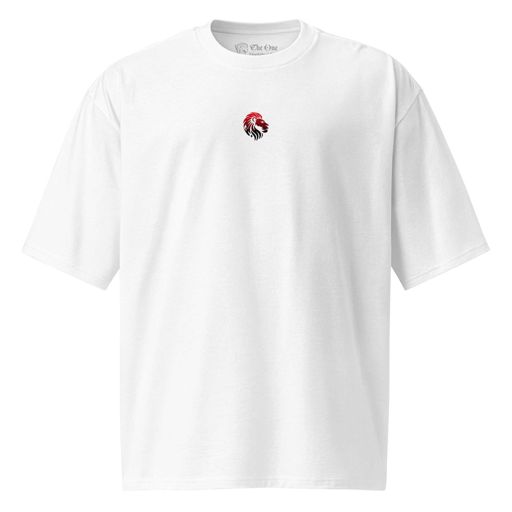 Oversized Unisex T-Shirt: Lion Logo Streetwear | The One PR. White Tee for Men & Women.