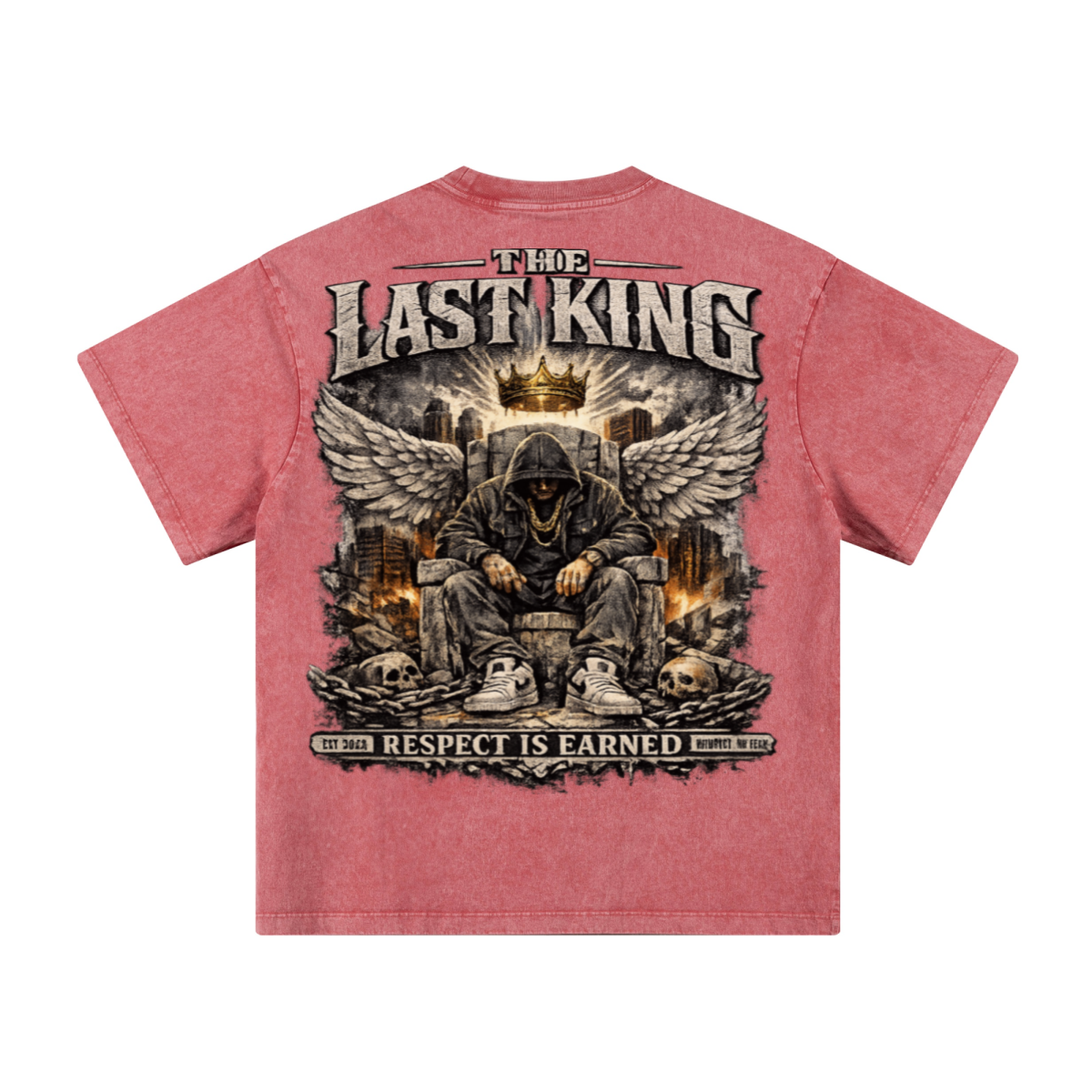 260GSM Men's Heavyweight Batik-Dyed Oversized T-Shirt Sakura Pink
