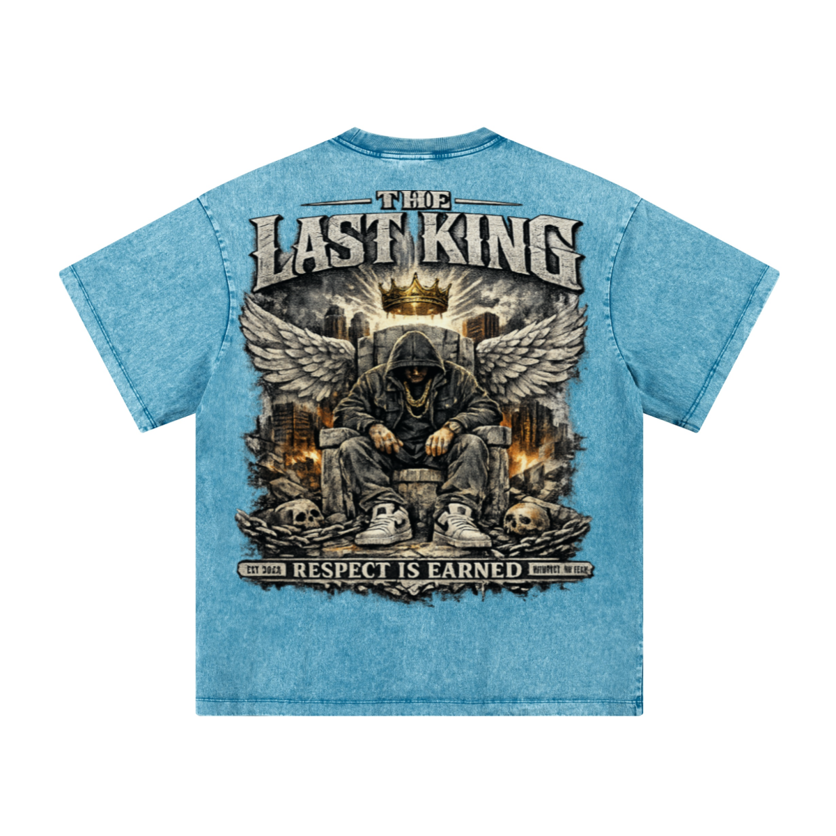 260GSM Men's Heavyweight Batik-Dyed Oversized T-Shirt Blue