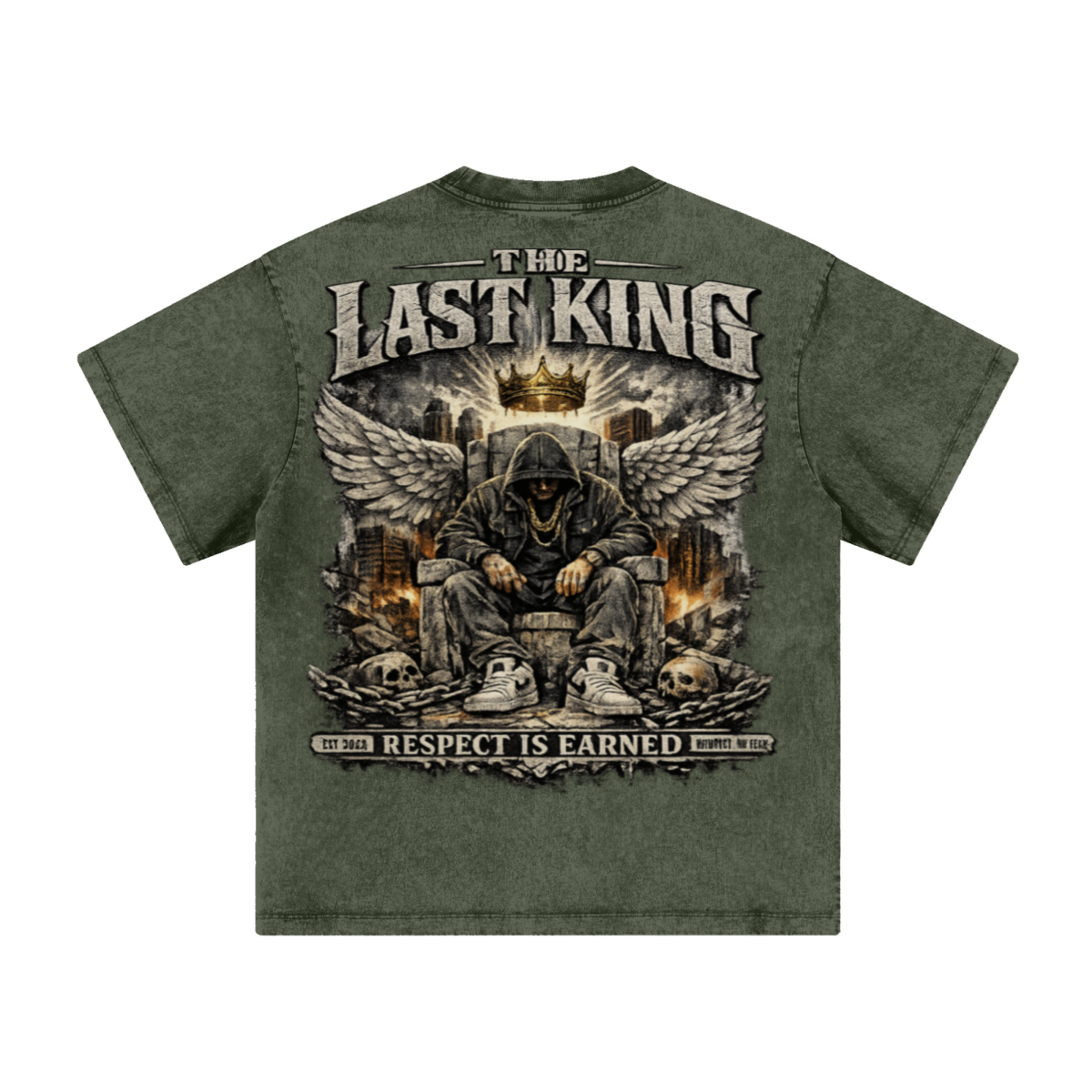 260GSM Men's Heavyweight Batik-Dyed Oversized T-Shirt Green