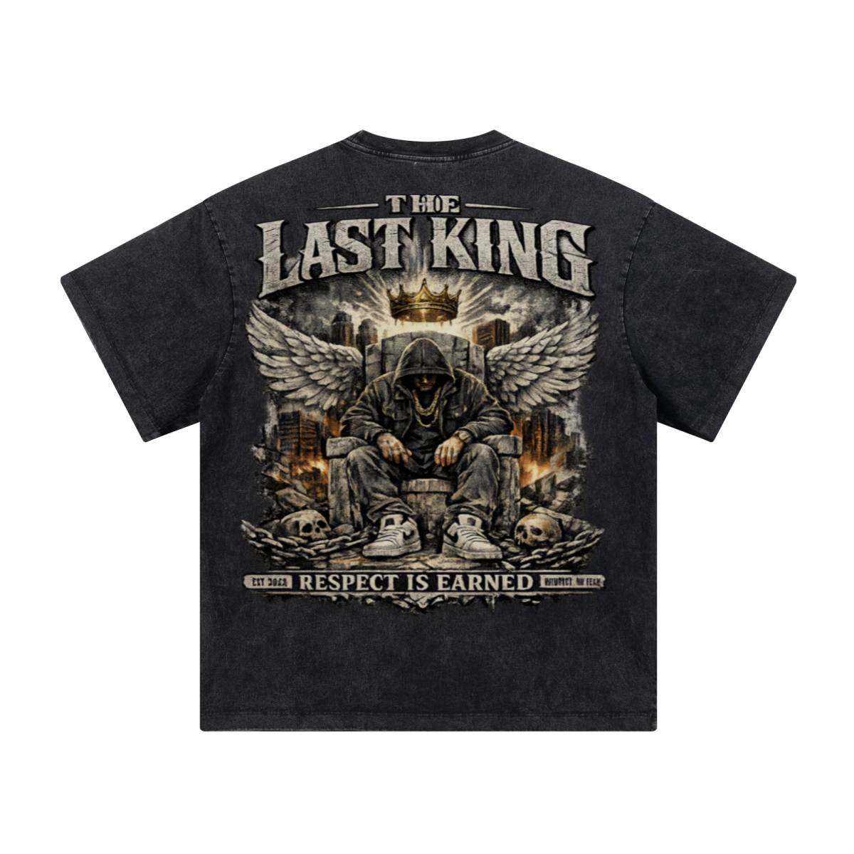 260GSM Men's Heavyweight Batik-Dyed Oversized T-Shirt Snow Wash