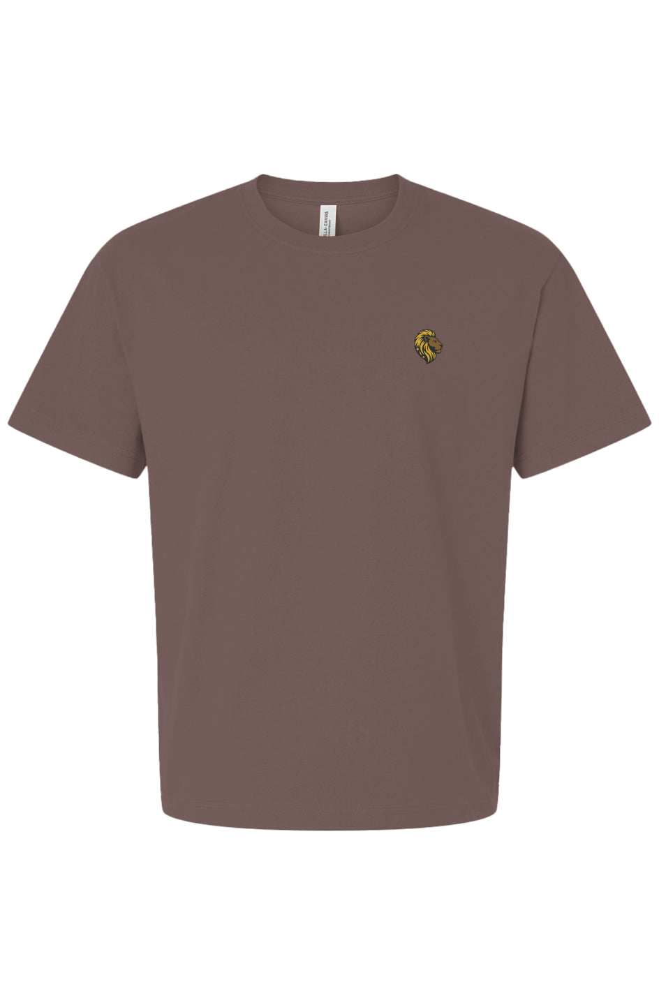 The One PR Heavy Tee: Brown Boxy Fit Unisex T-Shirt with Lion Logo. Premium Cotton Comfort & Style.