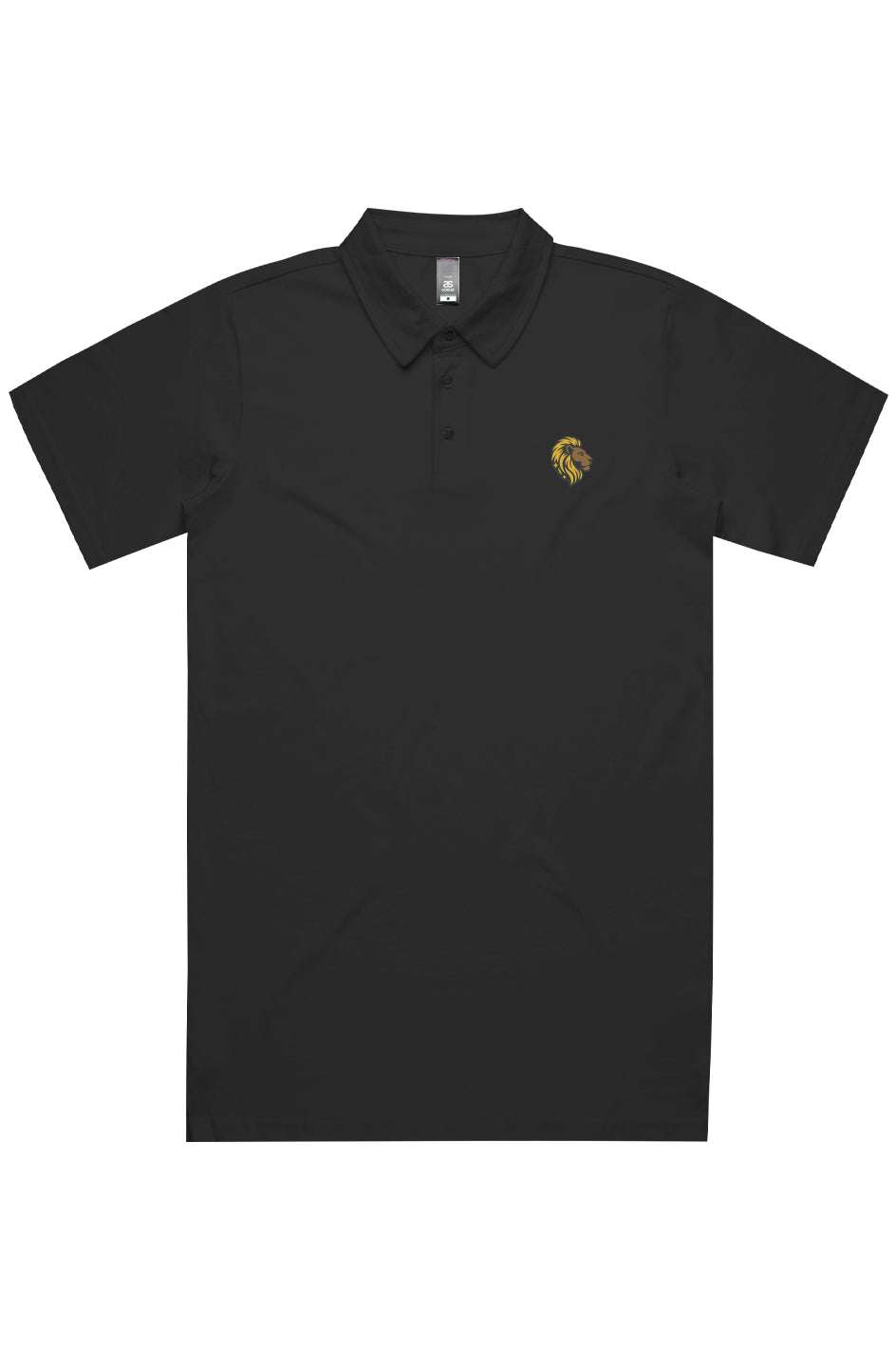 The One Chad Polo black short sleeve shirt with lion embroidery and classic collar