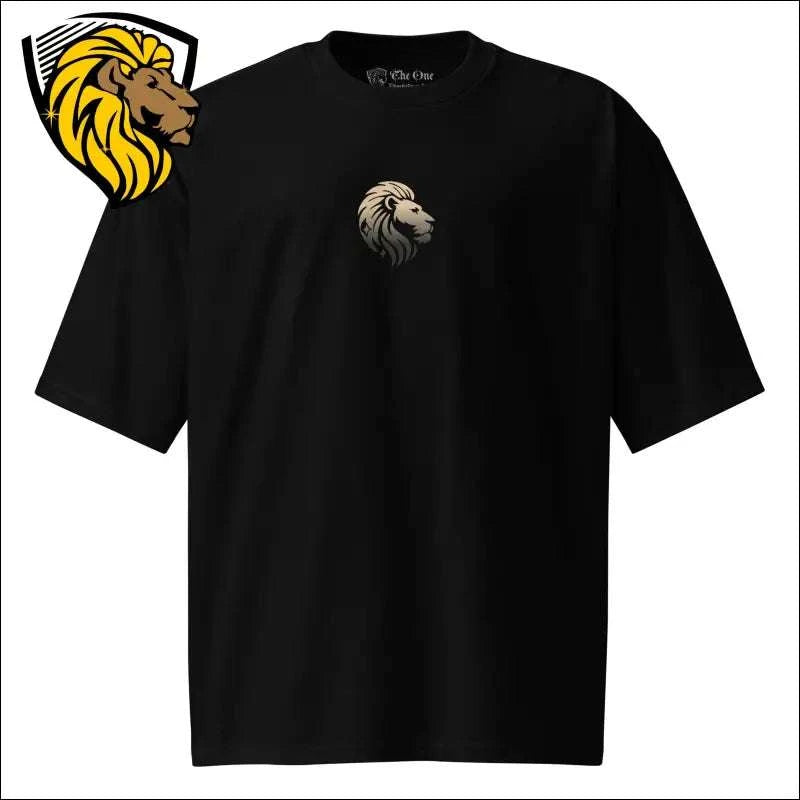 Black Oversized T-shirt Lion Design - Heavyweight Unisex Tee for Men & Women - The One PR