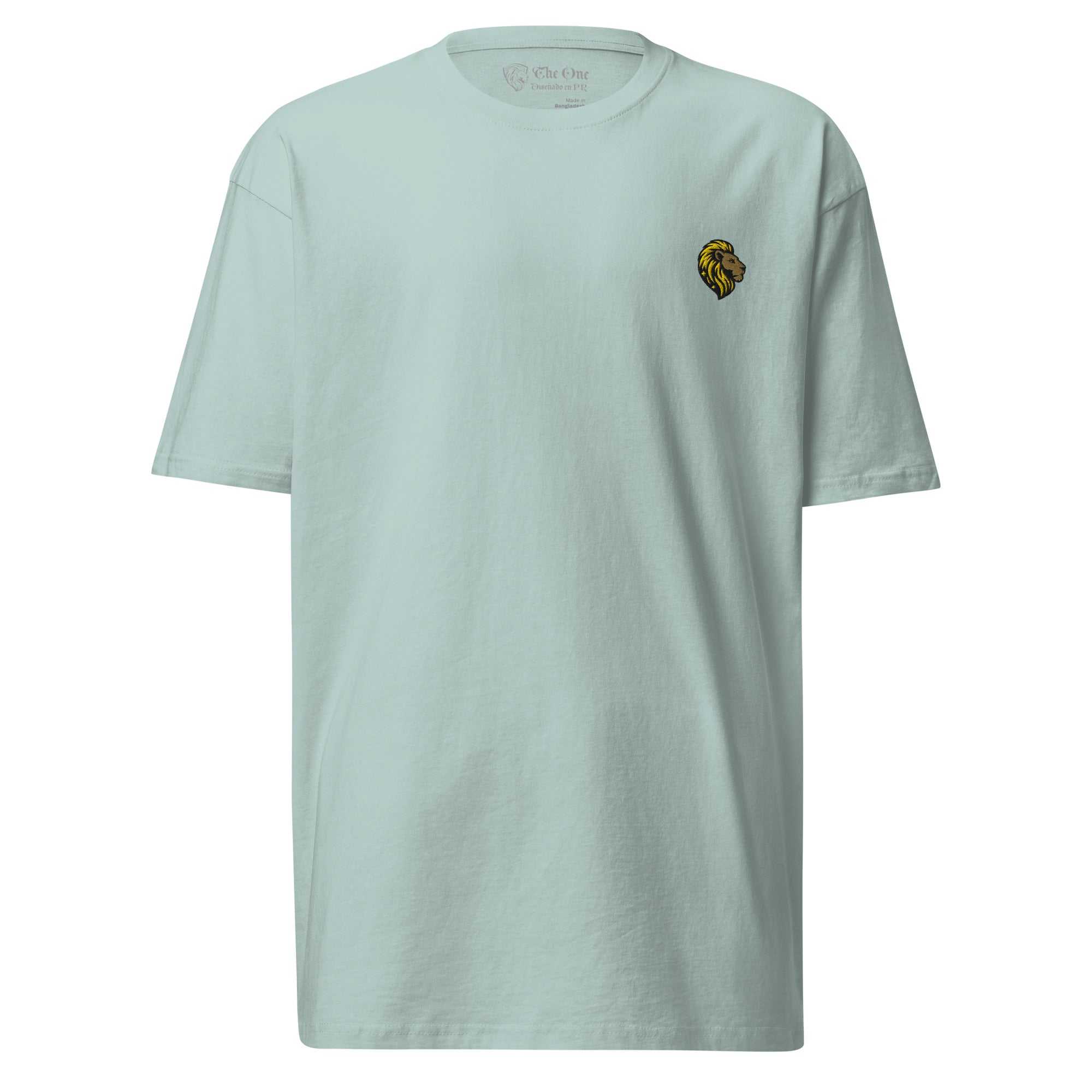 The One PR Men's T-Shirt - Lion Embroidered Light Blue Tee - Premium Cotton Comfort