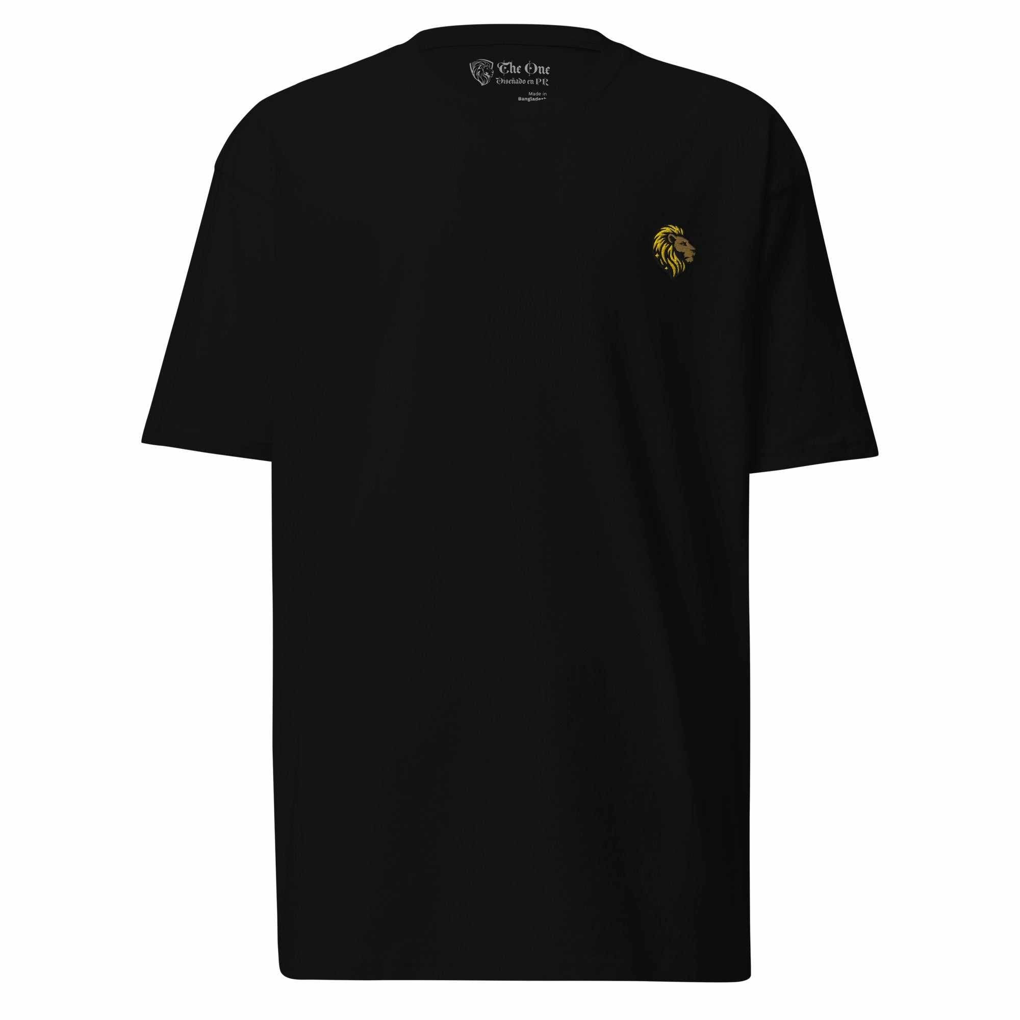 The One PR Black T-Shirt - Lion Embroidered Men's Fashion