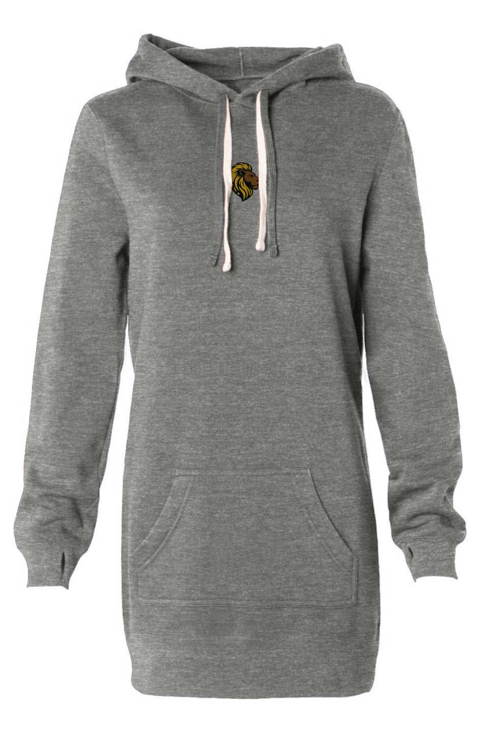 The One PR Grey Hoodie Sweatshirt Dress Lion Logo Thumbhole Pockets Long Sleeve