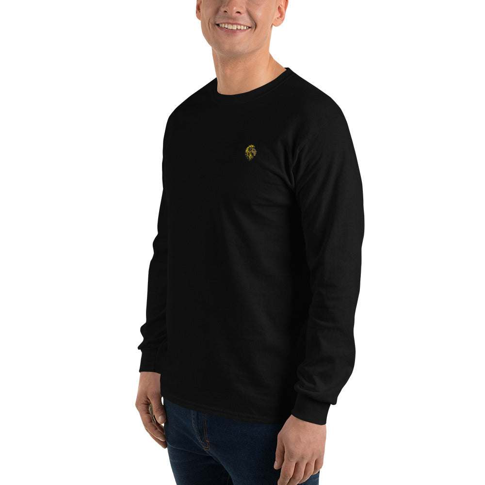 Men's Black Long Sleeve Shirt - Cotton Tee with Embroidered Logo - The One PR