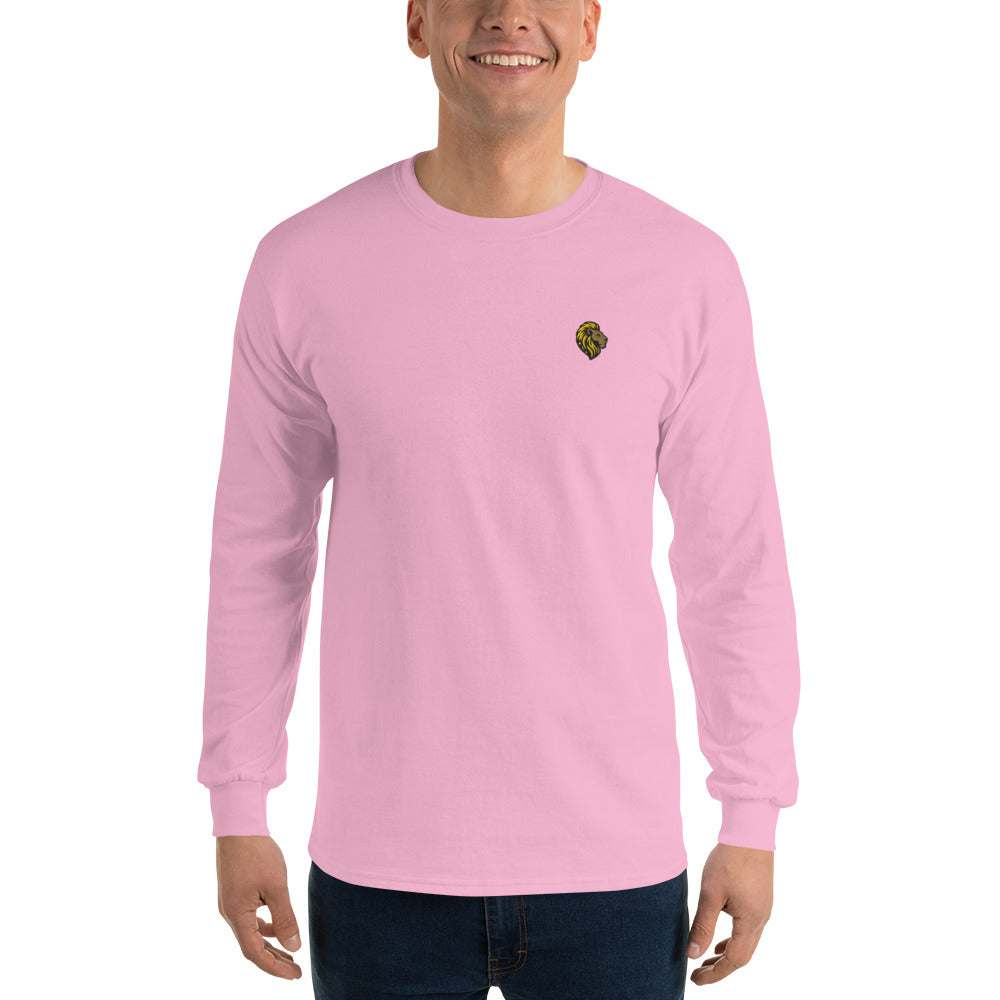 Pink Long Sleeve Shirt with Lion Logo - The One PR Men's Casual Tee