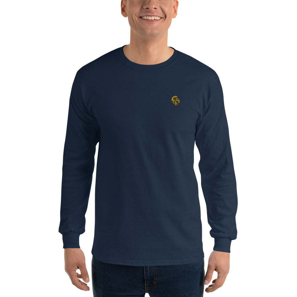 Men's Navy Long Sleeve Shirt with Lion Logo | The One PR | Cotton, Classic Fit